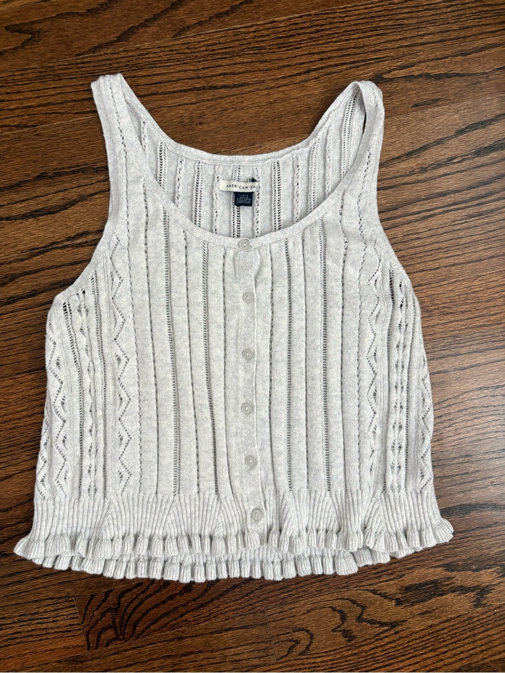 American Eagle Pointelle Peplum Sweater Tank Top